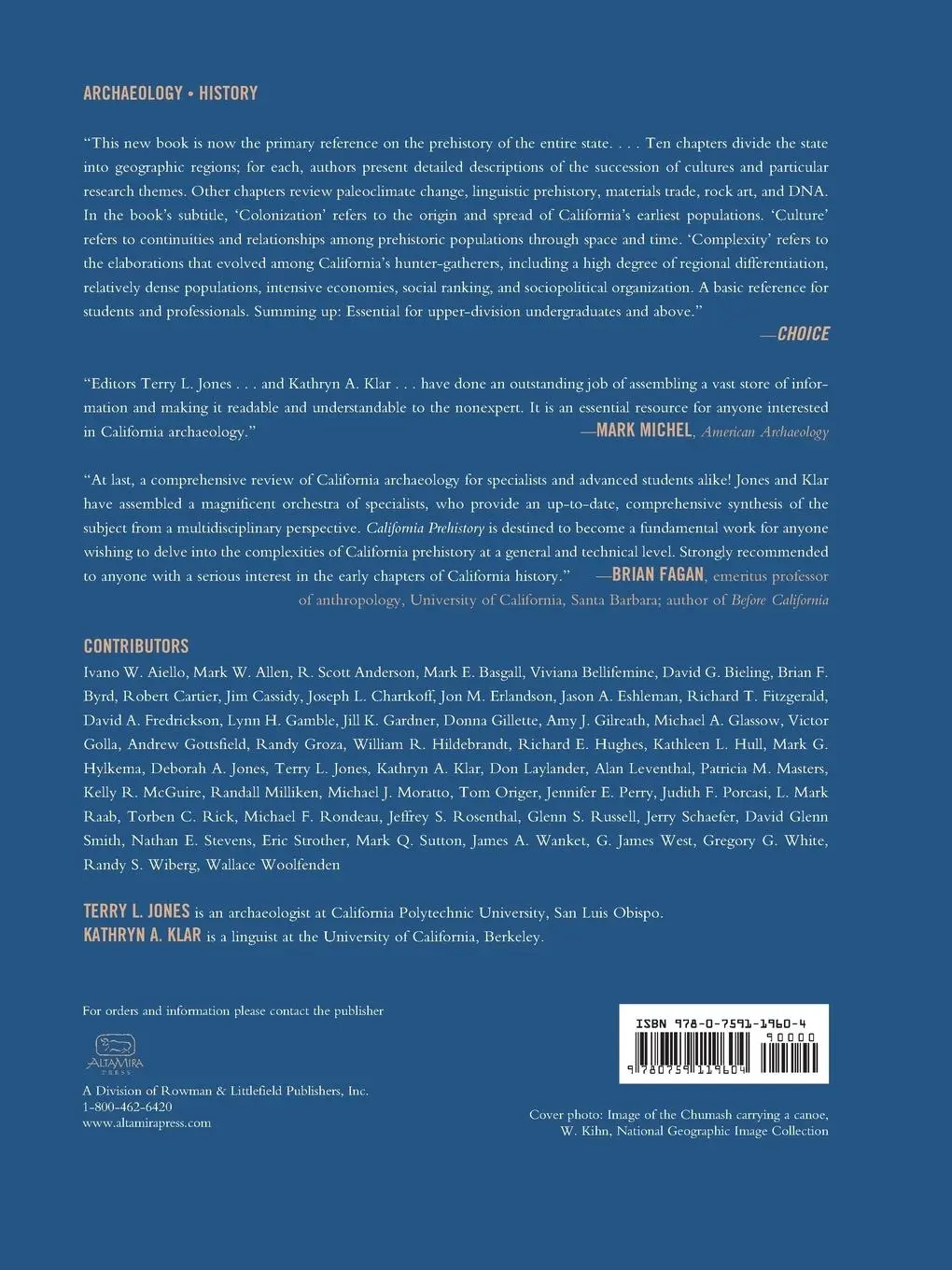 Rückseite: 9780759119604 | California Prehistory | Colonization, Culture, and Complexity | Buch
