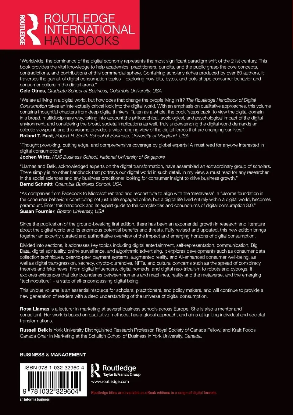 Rückseite: 9781032329604 | The Routledge Handbook of Digital Consumption | Rosa Llamas (u. a.)