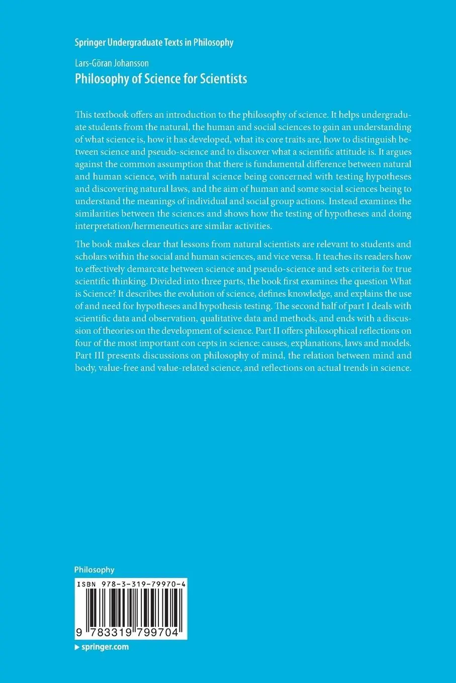 Rückseite: 9783319799704 | Philosophy of Science for Scientists | Lars-Göran Johansson | Buch