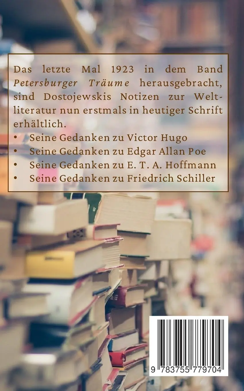 Rückseite: 9783755779704 | Notizen zur Weltliteratur | Fjodor Michailowitsch Dostojewski | Buch