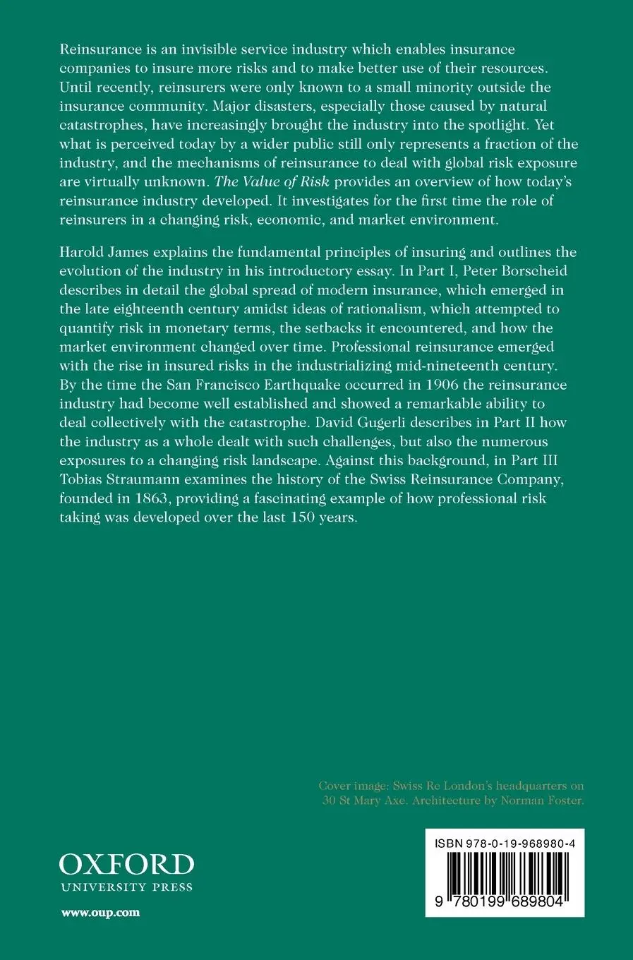 Rückseite: 9780199689804 | The Value of Risk | Swiss Re and the History of Reinsurance | James