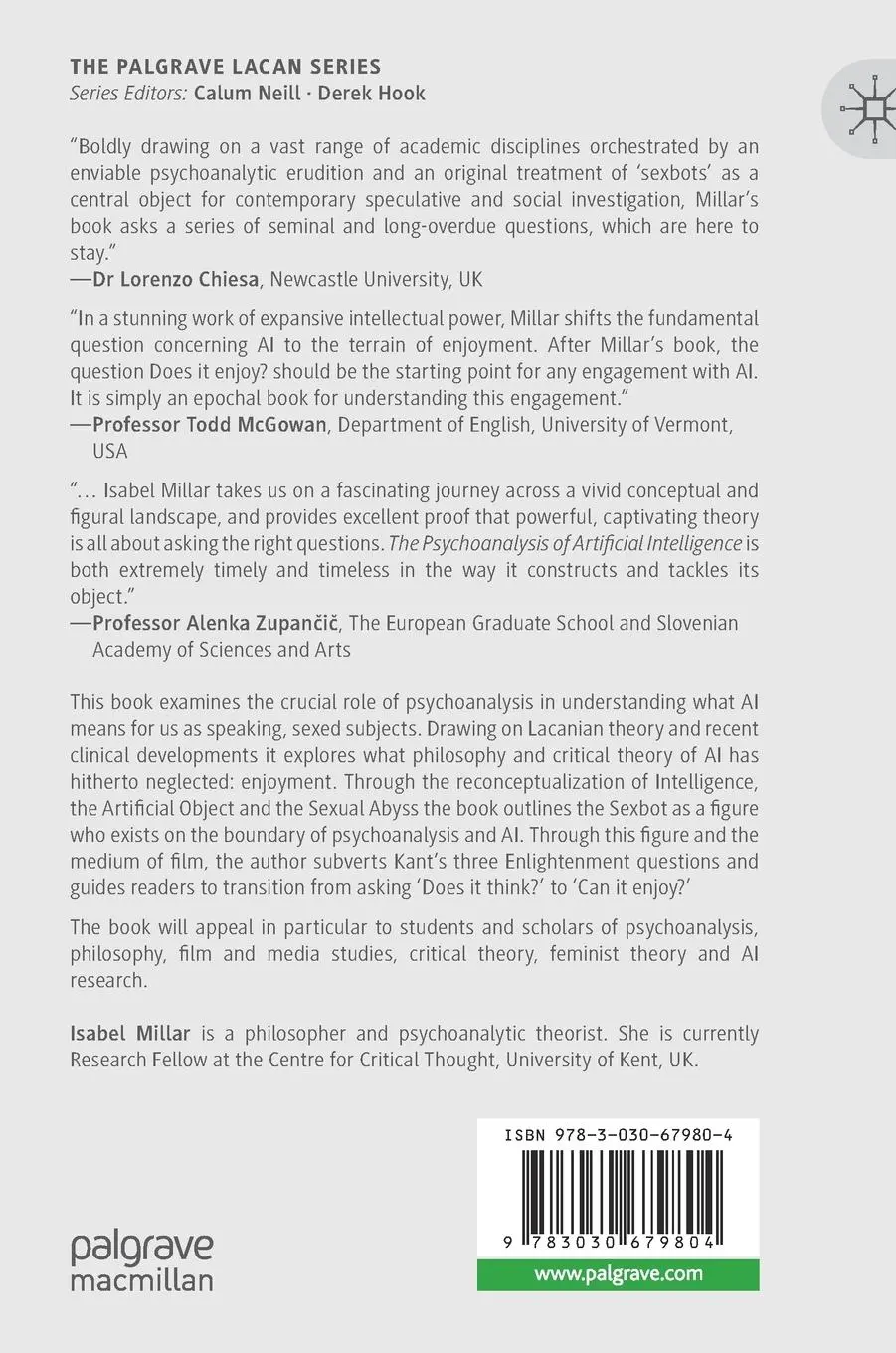 Rückseite: 9783030679804 | The Psychoanalysis of Artificial Intelligence | Isabel Millar | Buch
