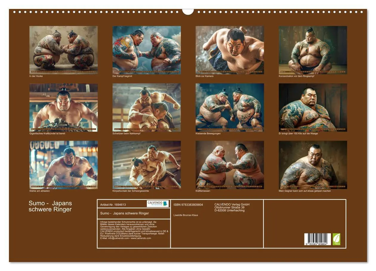 Bild: 9783383809804 | Sumo - Japans schwere Ringer (Wandkalender 2025 DIN A2 quer),...