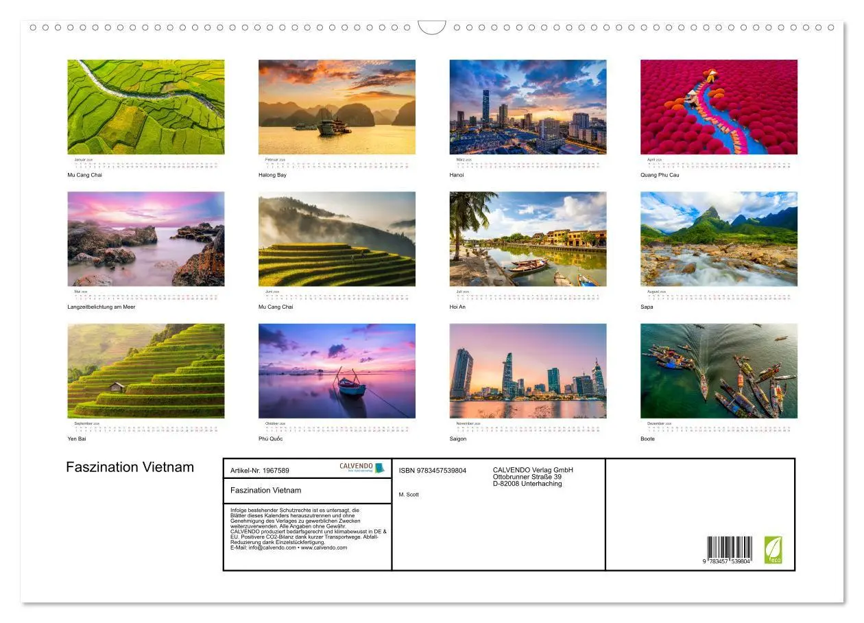 Bild: 9783457539804 | Faszination Vietnam (Wandkalender 2026 DIN A2 quer), CALVENDO...