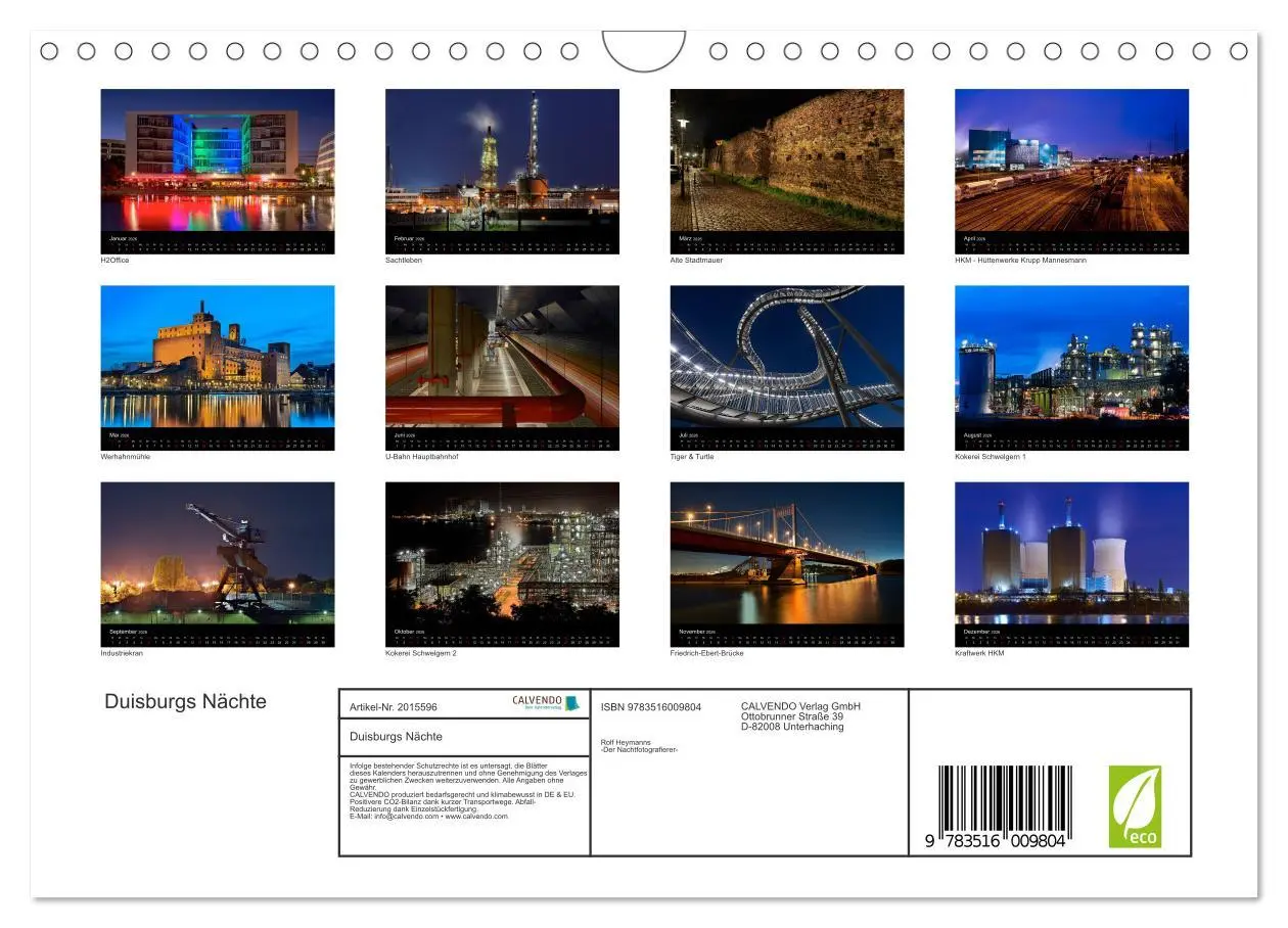 Bild: 9783516009804 | Duisburgs Nächte (Wandkalender 2026 DIN A4 quer), CALVENDO...
