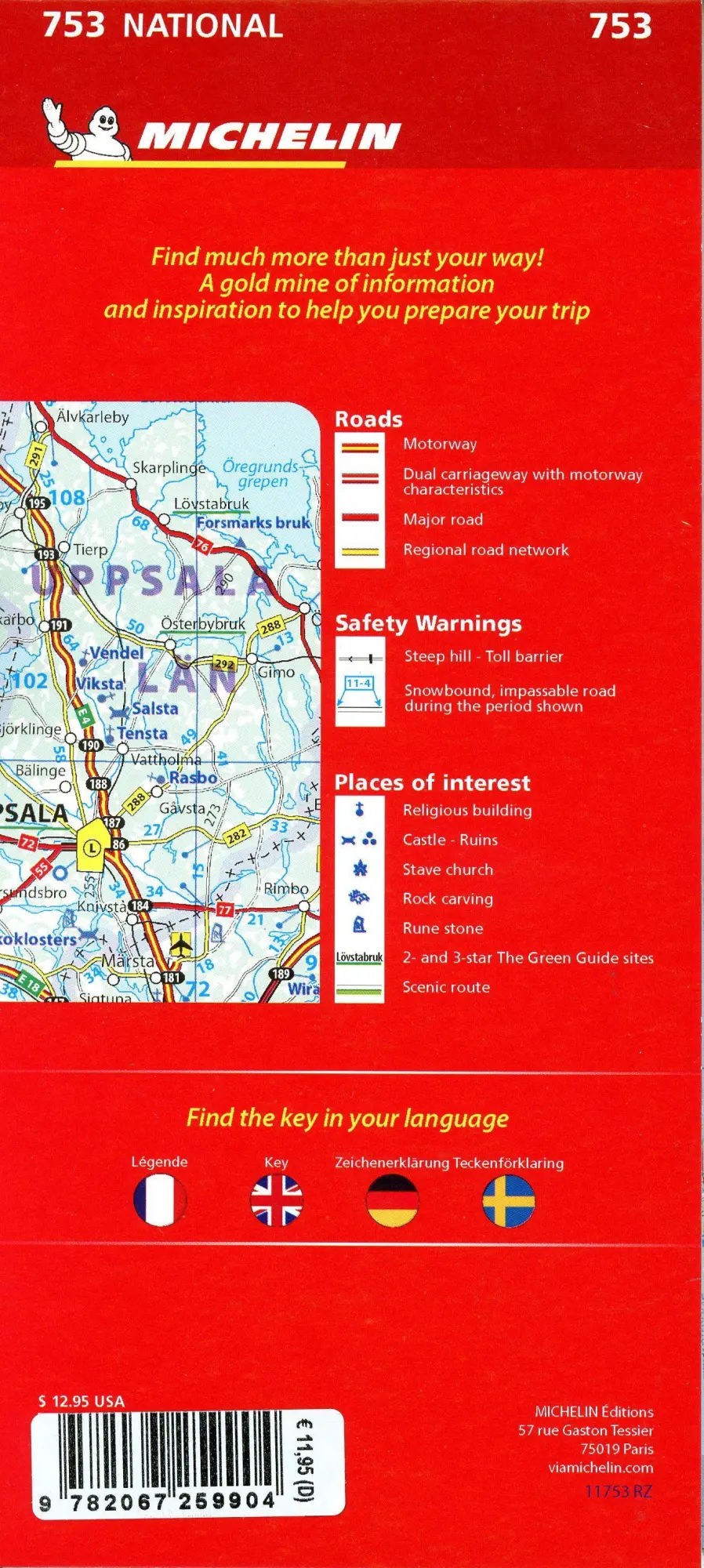 Bild: 9782067259904 | Michelin Schweden | Straßen- und Tourismuskarte 1:1 200 000 | 1 S.
