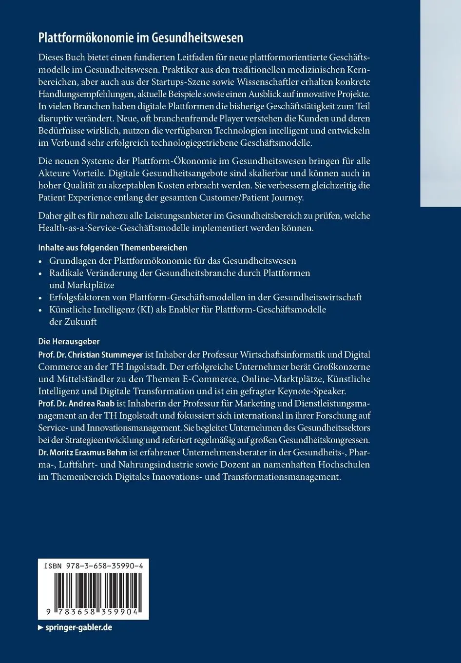Rückseite: 9783658359904 | Plattformökonomie im Gesundheitswesen | Christian Stummeyer (u. a.)