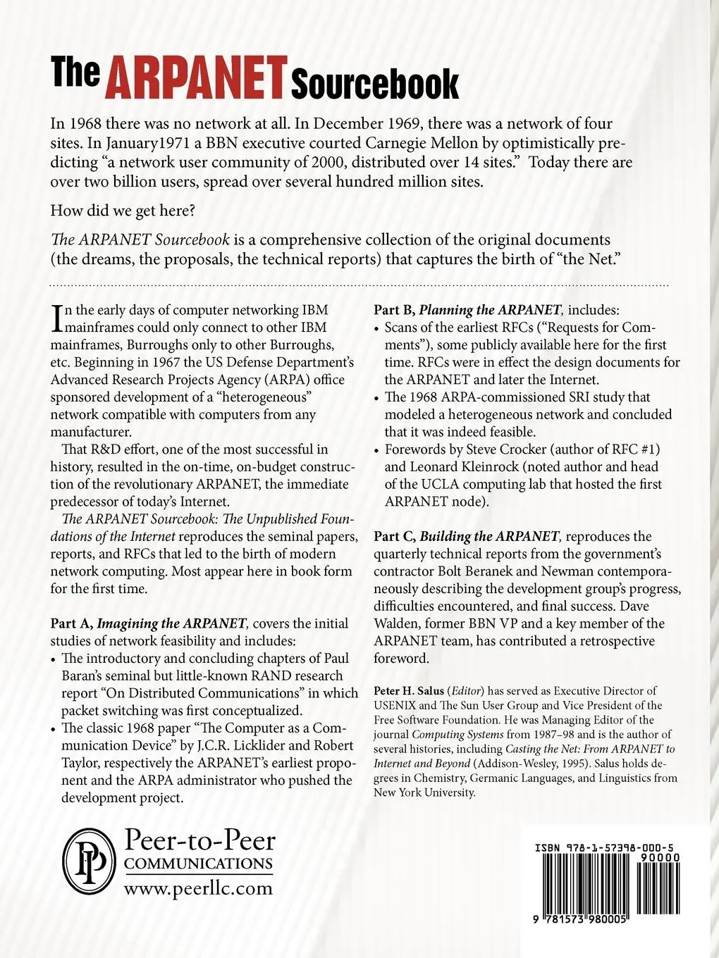 Rückseite: 9781573980005 | The ARPAnet Sourcebook | The Unpublished Foundations of the Internet