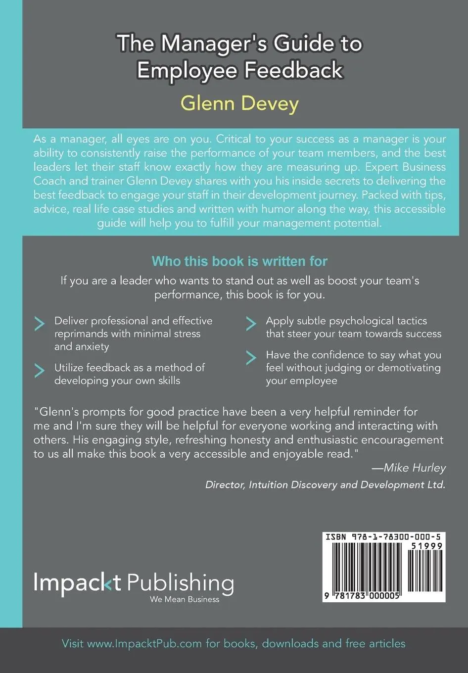 Rückseite: 9781783000005 | Giving Your First Employee Feedback | For New Managers | Glenn Devey
