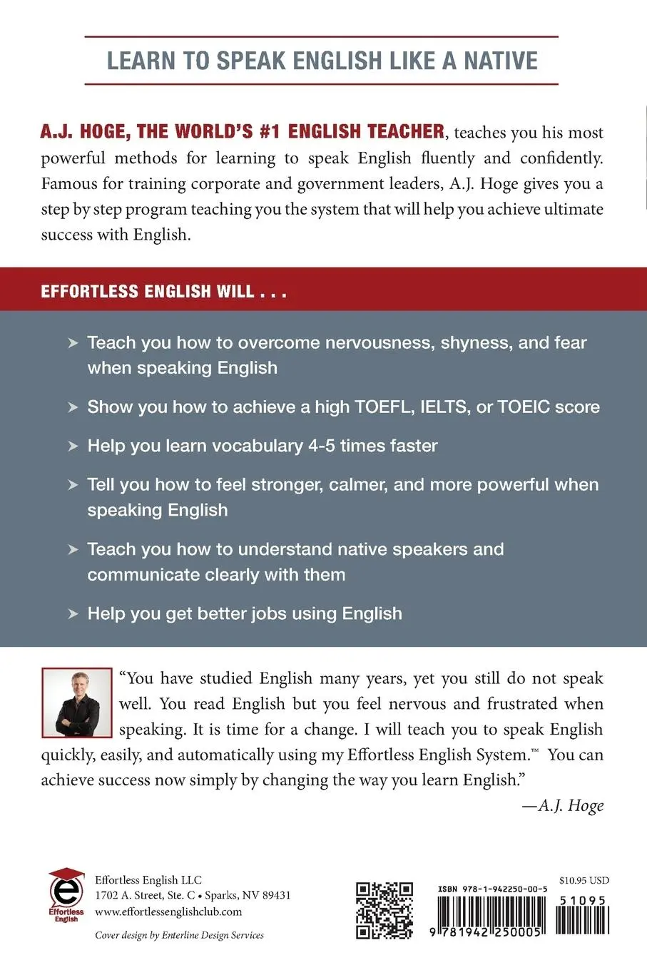Rückseite: 9781942250005 | Effortless English | Learn To Speak English Like A Native | A. J. Hoge