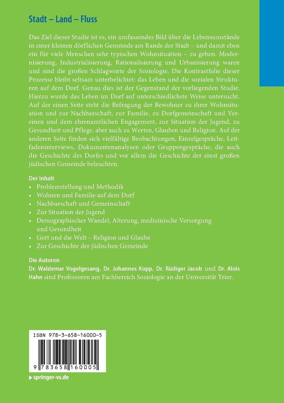 Rückseite: 9783658160005 | Stadt - Land - Fluss | Sozialer Wandel im regionalen Kontext | Buch