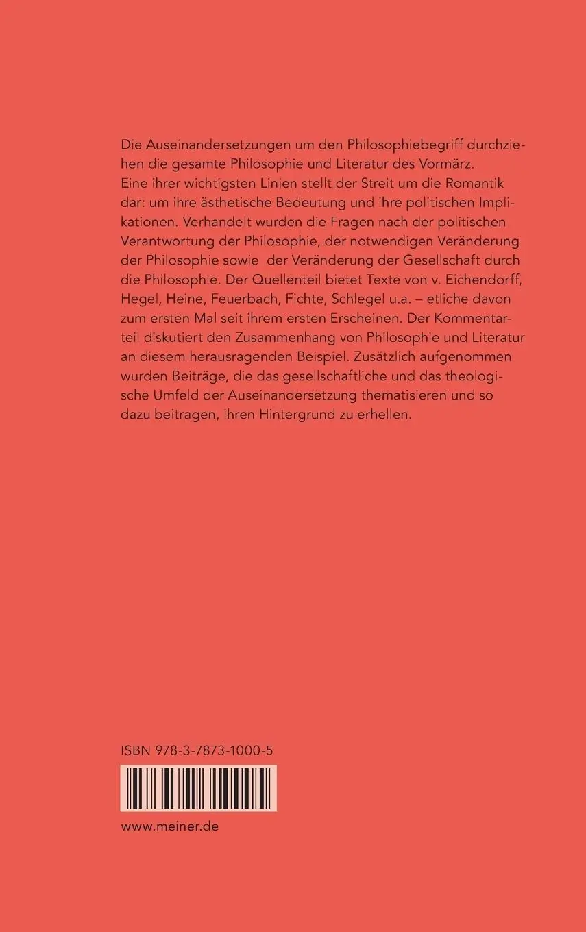 Rückseite: 9783787310005 | Philosophie und Literatur im Vormärz / Philosophie und Literatur im...