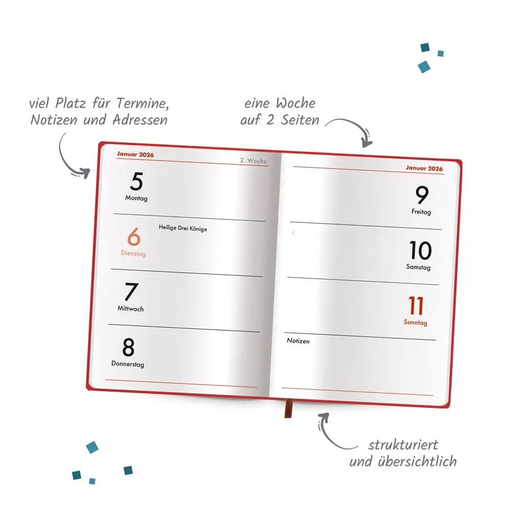 Bild: 4251901510105 | Trötsch Taschenkalender A7 Soft Touch Herzchen 2026 | KG | Kalender