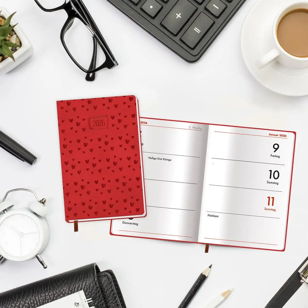 Bild: 4251901510105 | Trötsch Taschenkalender A7 Soft Touch Herzchen 2026 | KG | Kalender