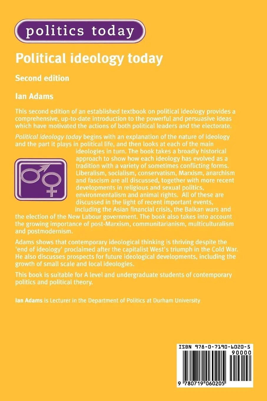 Rückseite: 9780719060205 | Political ideology today | Second edition | Ian Adams | Taschenbuch