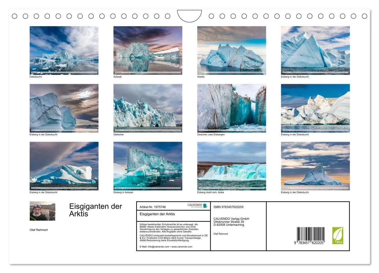 Bild: 9783457620205 | Eisgiganten der Arktis (Wandkalender 2026 DIN A4 quer), CALVENDO...