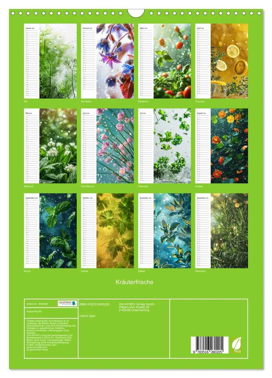 Bild: 9783516260205 | Kräuterfrische (Wandkalender 2026 DIN A3 hoch), CALVENDO...