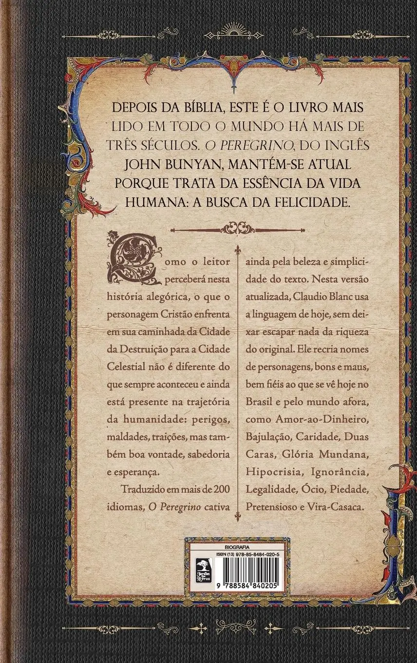 Rückseite: 9788584840205 | O Peregrino | Jhon Bunyan | Buch | HC gerader Rücken kaschiert | 2019