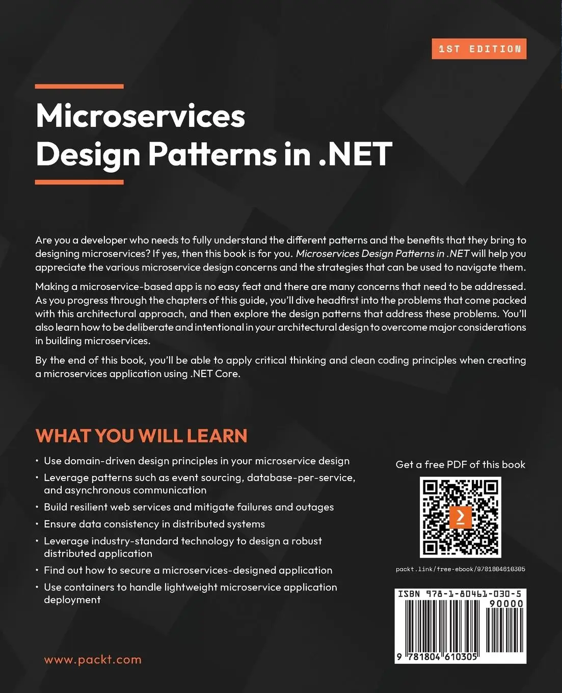 Rückseite: 9781804610305 | Microservices Design Patterns in .NET | Trevoir Williams | Taschenbuch