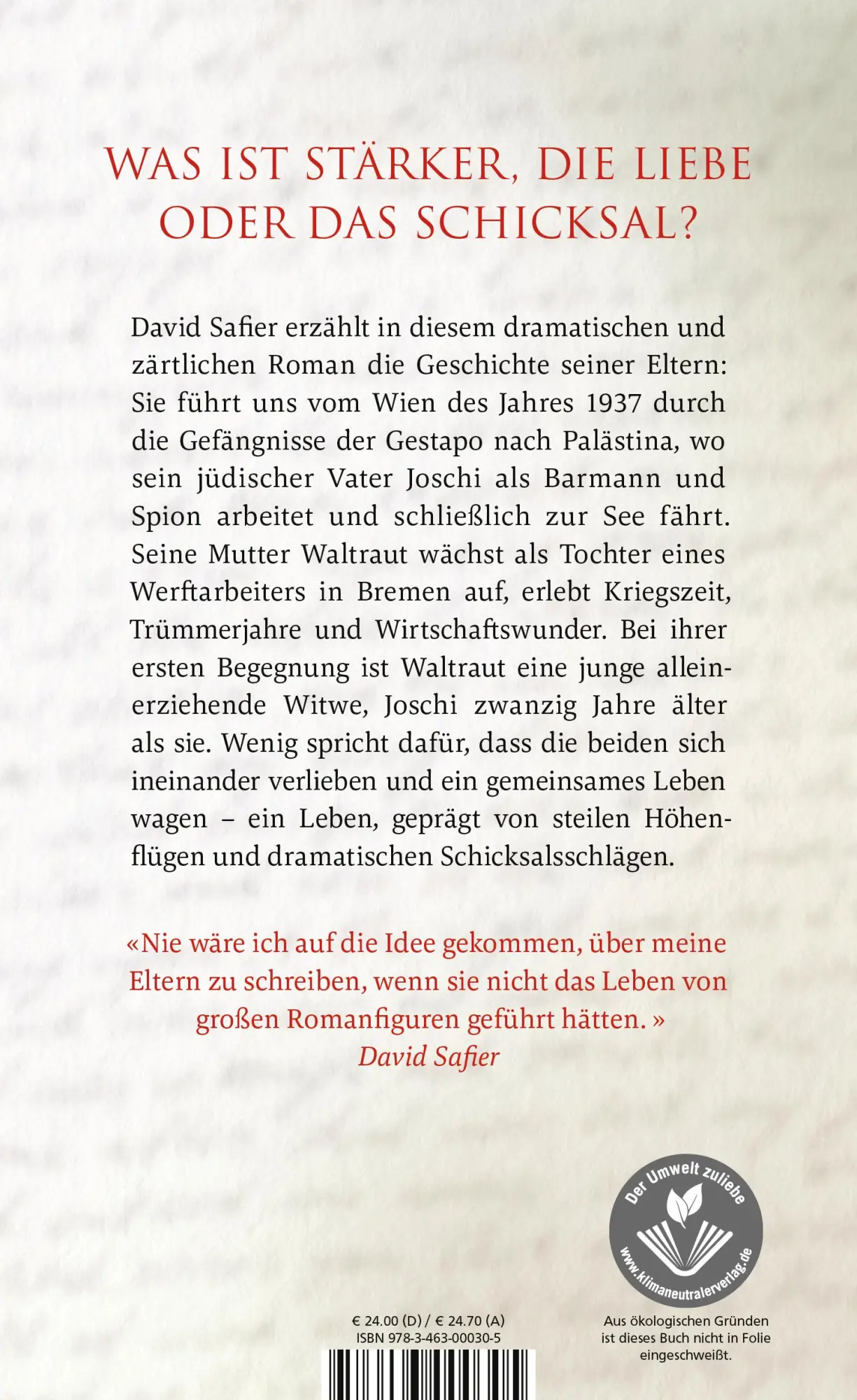 Rückseite: 9783463000305 | Solange wir leben | David Safier | Buch | 464 S. | Deutsch | 2023