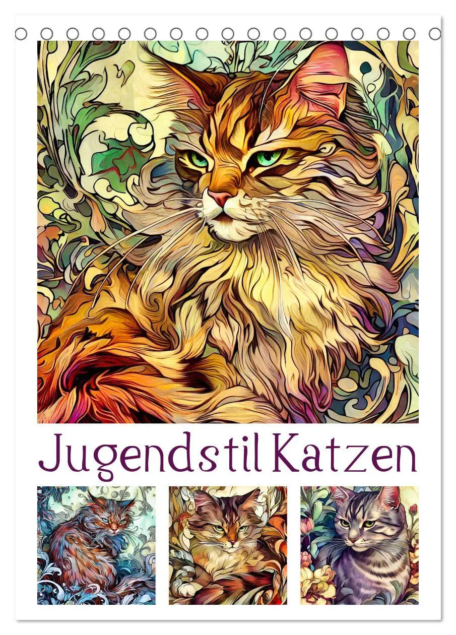 Cover: 9783516320305 | Jugendstil Katzen (Tischkalender 2026 DIN A5 hoch), CALVENDO...
