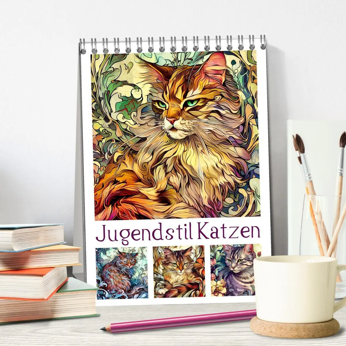 Bild: 9783516320305 | Jugendstil Katzen (Tischkalender 2026 DIN A5 hoch), CALVENDO...
