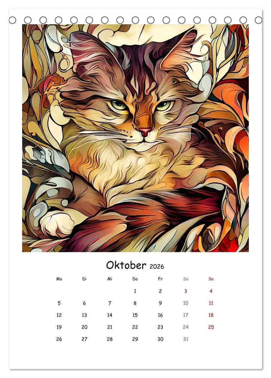 Bild: 9783516320305 | Jugendstil Katzen (Tischkalender 2026 DIN A5 hoch), CALVENDO...