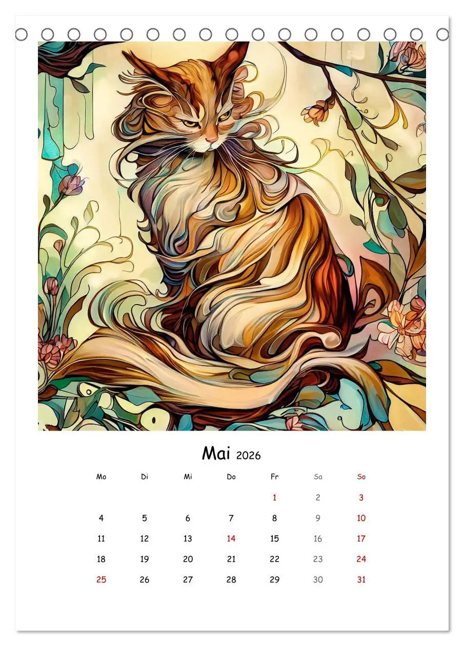Bild: 9783516320305 | Jugendstil Katzen (Tischkalender 2026 DIN A5 hoch), CALVENDO...