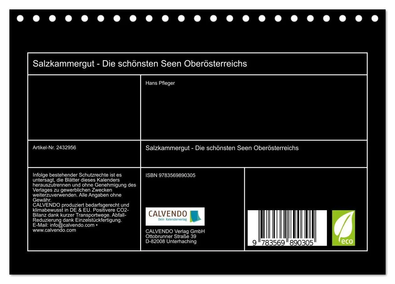 Bild: 9783569890305 | Salzkammergut - Die schönsten Seen Oberösterreichs (Tischkalender...