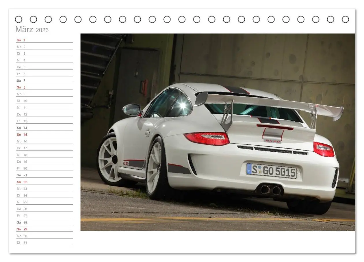 Bild: 9783516000405 | Porsche GT3RS 4,0 (Tischkalender 2026 DIN A5 quer), CALVENDO...