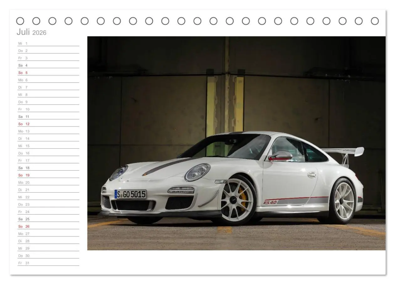 Bild: 9783516000405 | Porsche GT3RS 4,0 (Tischkalender 2026 DIN A5 quer), CALVENDO...