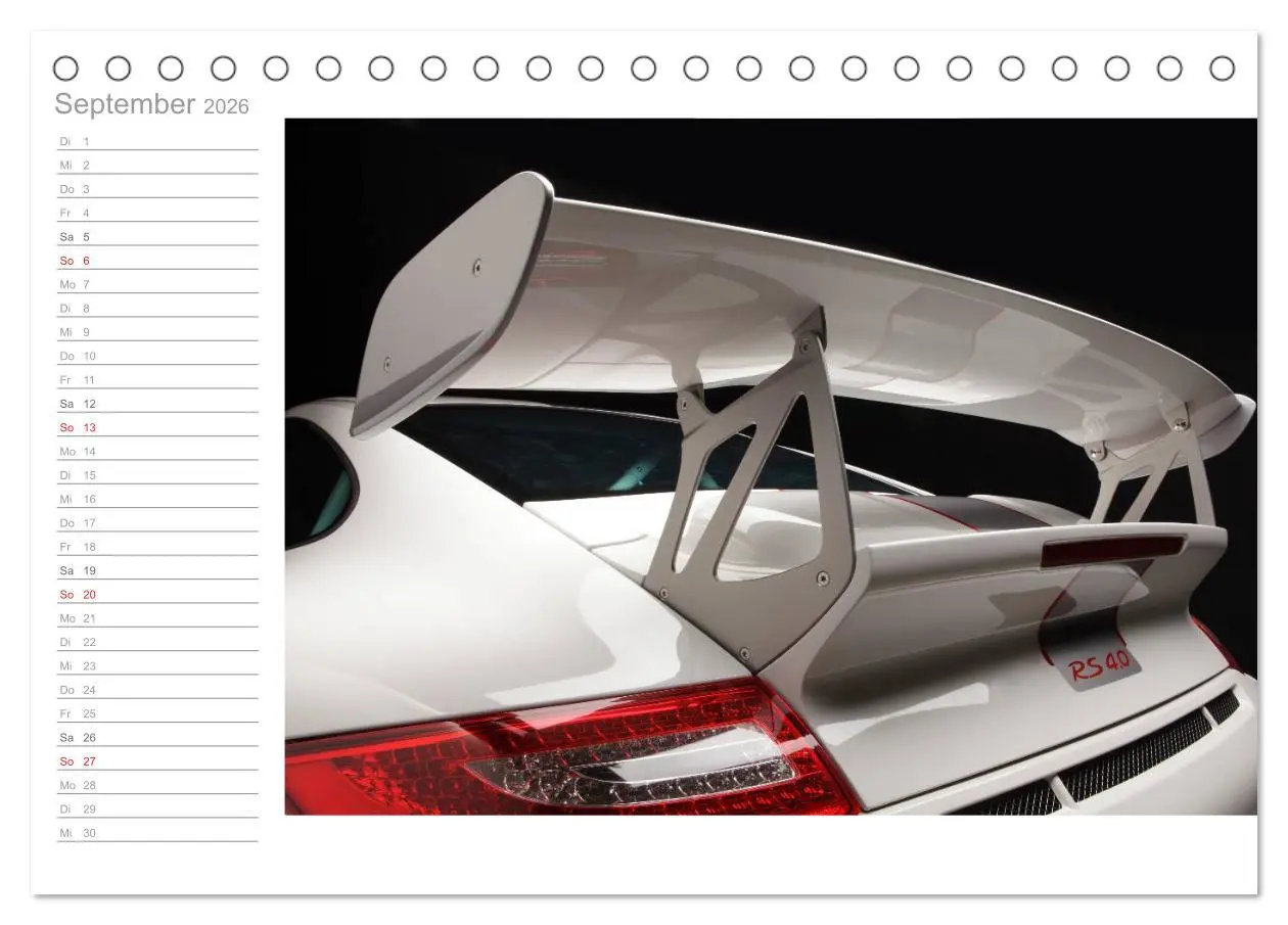 Bild: 9783516000405 | Porsche GT3RS 4,0 (Tischkalender 2026 DIN A5 quer), CALVENDO...