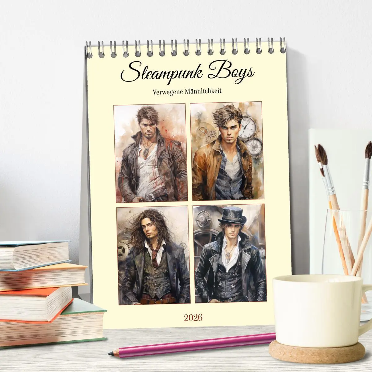 Bild: 9783516310405 | Steampunk Boys. Verwegene Männlichkeit (Tischkalender 2026 DIN A5...
