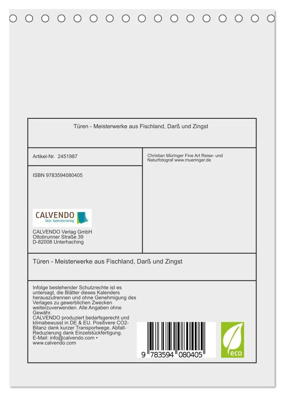 Bild: 9783594080405 | Türen - Meisterwerke aus Fischland, Darß und Zingst (Tischkalender...