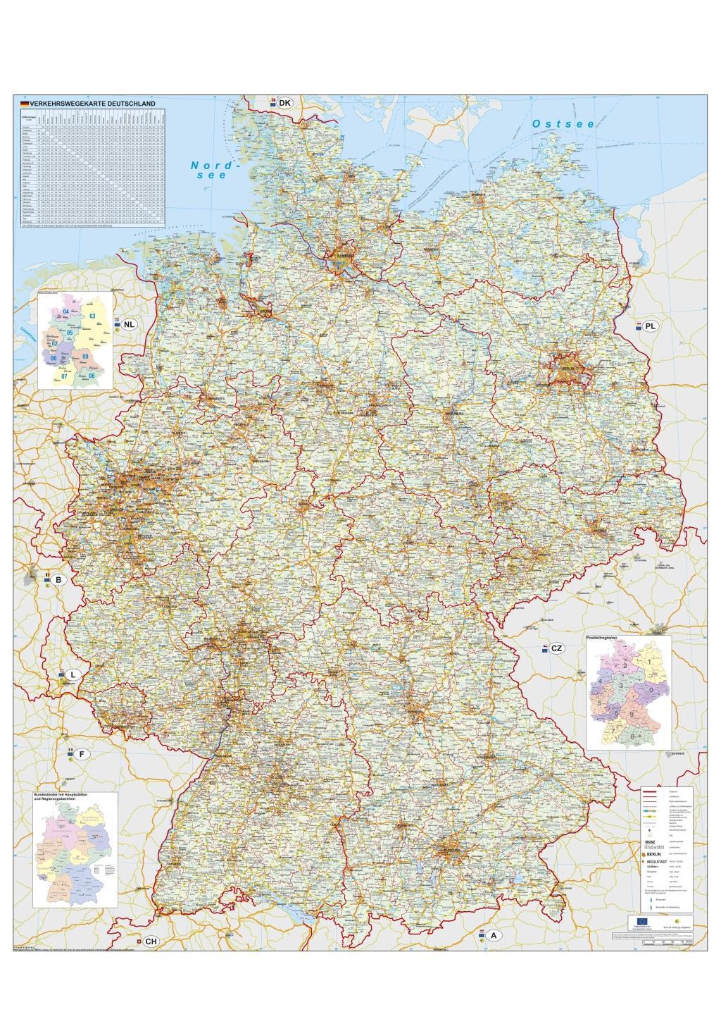 Verkehrswegekarte Deutschland | Heinrich Stiefel | Karte, gerollt | 1 S