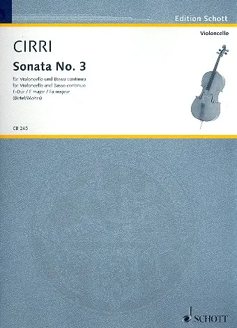 Cover: 9790001180405 | Sonata No. 3 F major | Giovanni Battista Cirri | Buch | 2013