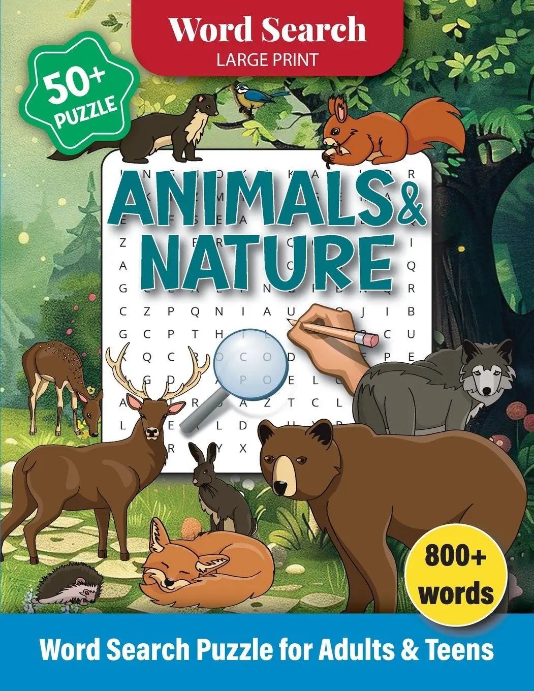 Cover: 9782611370505 | Animals &amp; Nature Word Search Puzzle for Adults and Teens | Bidden