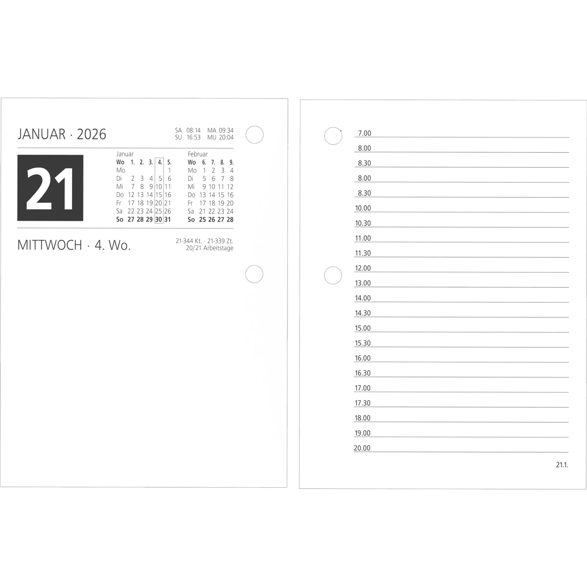 Bild: 4069095000605 | Umleg-Kalender 2026 - 8x10,8 cm - 1 Tag auf 2 Seiten - zum...