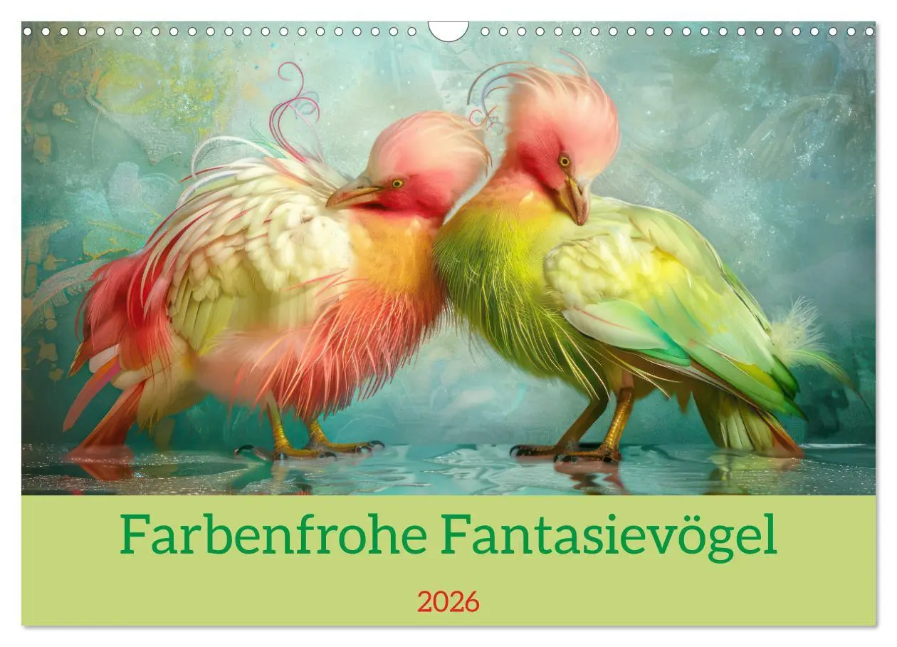 Cover: 9783457370605 | Farbenfrohe Fantasievögel (Wandkalender 2026 DIN A3 quer), CALVENDO...