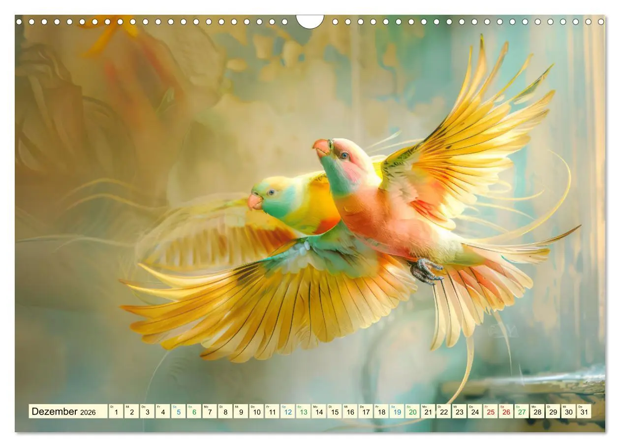 Bild: 9783457370605 | Farbenfrohe Fantasievögel (Wandkalender 2026 DIN A3 quer), CALVENDO...