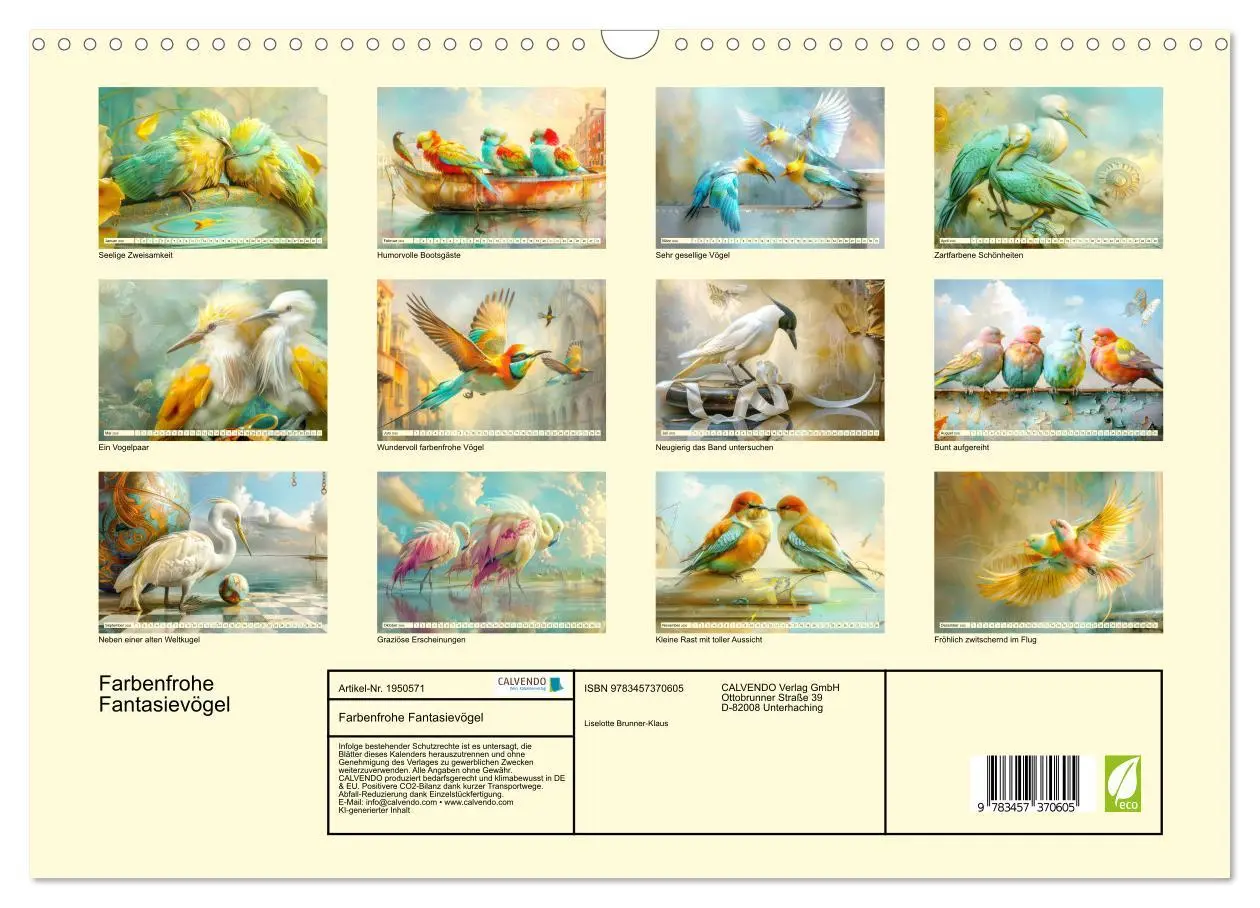 Bild: 9783457370605 | Farbenfrohe Fantasievögel (Wandkalender 2026 DIN A3 quer), CALVENDO...