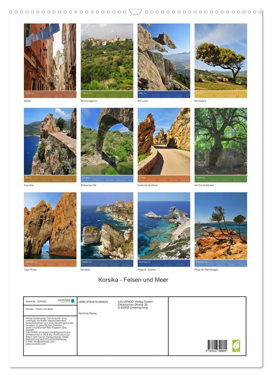 Bild: 9783516390605 | Korsika - Felsen und Meer (Wandkalender 2026 DIN A2 hoch), CALVENDO...