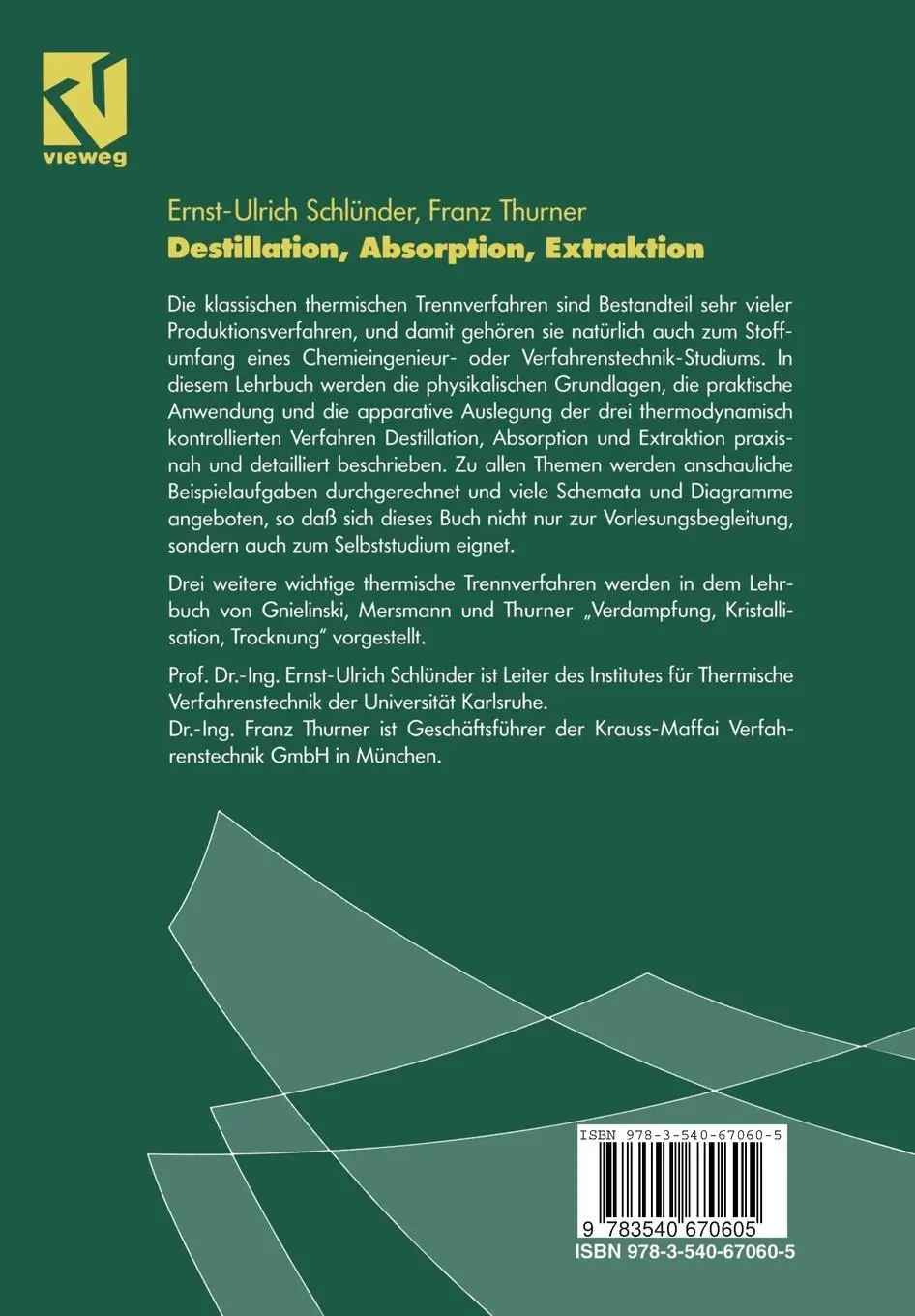 Rückseite: 9783540670605 | Destillation, Absorption, Extraktion | Franz Thurner (u. a.) | Buch