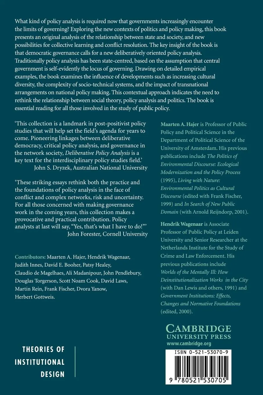Rückseite: 9780521530705 | Deliberative Policy Analysis | Hendrik Wagenaar (u. a.) | Taschenbuch