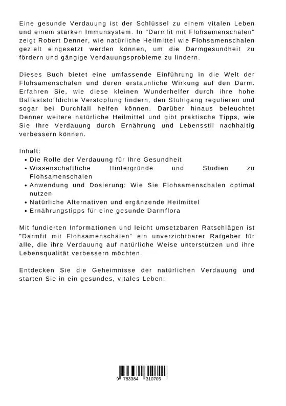 Rückseite: 9783384310705 | Darmfit mit Flohsamenschalen | Heilmittel für eine optimale Verdauung