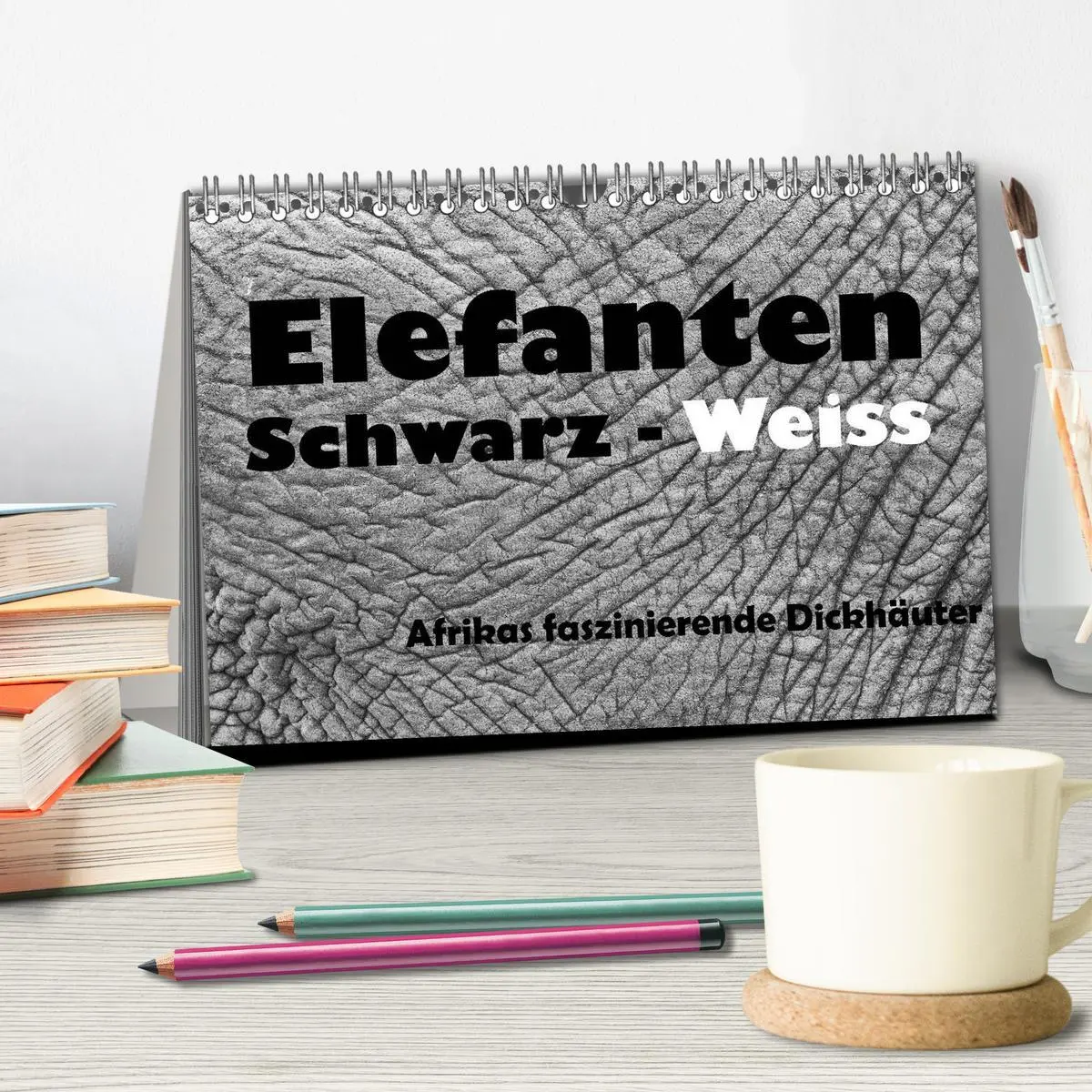 Bild: 9783516140705 | Elefanten Schwarz - Weiss (Tischkalender 2026 DIN A5 quer),...