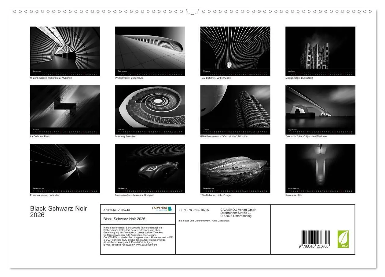 Bild: 9783516210705 | Black-Schwarz-Noir 2026 (hochwertiger Premium Wandkalender 2026 DIN...