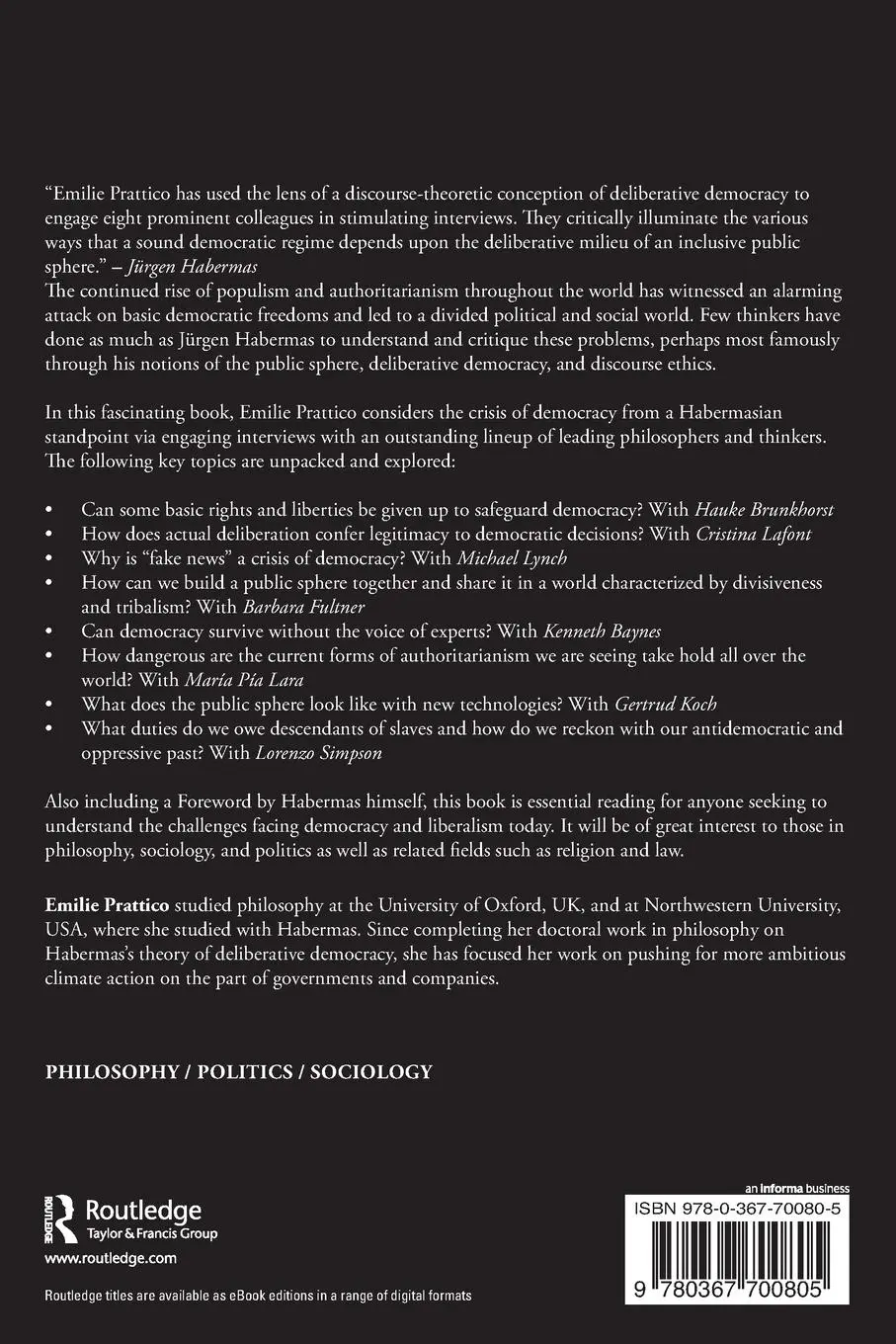 Rückseite: 9780367700805 | Habermas and the Crisis of Democracy | Emilie Prattico | Taschenbuch