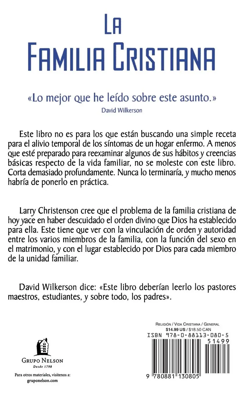 Rückseite: 9780881130805 | La Familia Cristiana | Larry Christenson (u. a.) | Taschenbuch | 1992