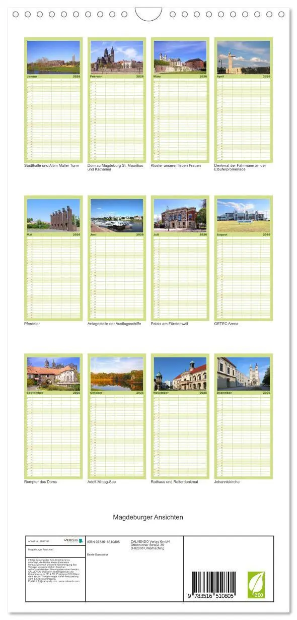Bild: 9783516510805 | Familienplaner 2026 - Magdeburger Ansichten mit 5 Spalten...